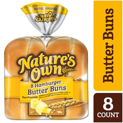 Natures Own Hamburger Butter Buns Soft White Bread Hamburger Buns 8 Count - 16 Oz - Image 2