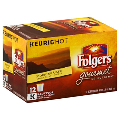Folgers Gourmet Selections Coffee K-Cup Pods Light Roast Morning Cafe - 12-0.28 Oz