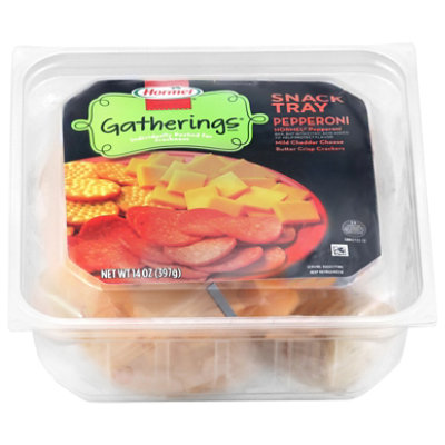 Hormel Gatherings Deli Snack Tray Pepperoni Mild Cheddar Cheese Butter Crisp Cracker - 14 Oz - Image 2