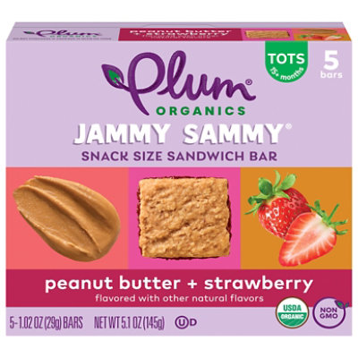 Plum Kids Jammy Sammy Organic Sandwich Bar Snack Size Strawberry Jam & Peanut Butter - 5-1.03 Oz - Image 2