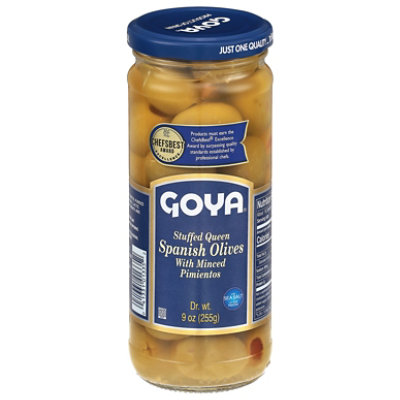 Goya Olives Queen Spanish Stuffed with Minced Pimientos - 9 Oz - Image 1
