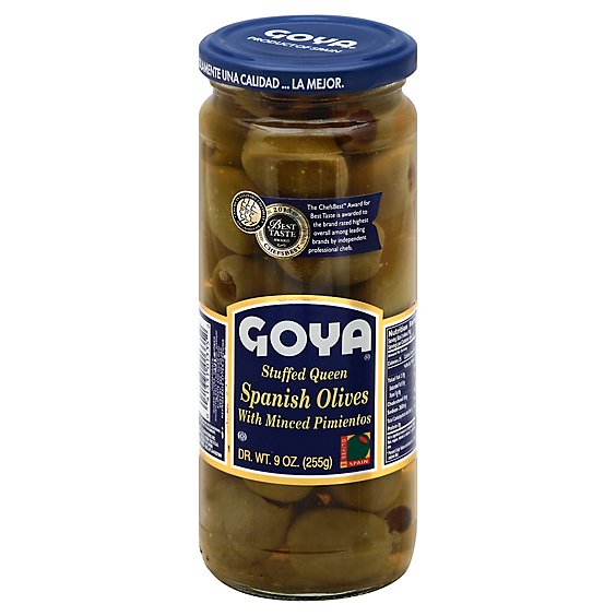 Goya Olives Queen Spanish Stuffed with Minced Pimientos - 9 Oz