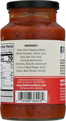 DelGrosso Pasta Sauce Ultra Premium Aunt Mary Anns Sunday Marinara Jar - 26 Oz - Image 6