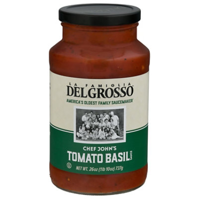 DelGrosso Pasta Sauce Ultra Premium Chef Johns Tomato Basil Masterpiece Jar - 26 Oz
