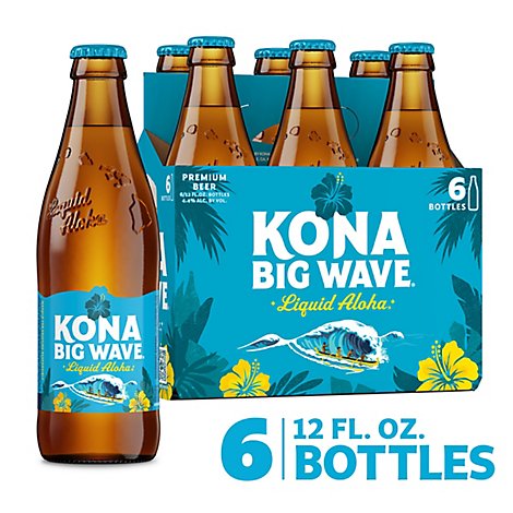 Kona Brewing Beer Liquid Aloha Golden Ale Big Wave Bottle - 6-12 Fl. Oz.