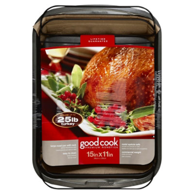 Good Cook Premium Roast Pan Non Stick With Rack Large 15 x 11 Inch - Each - Image 1