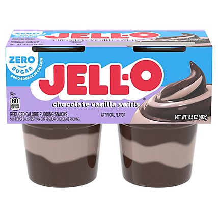 Jell-O Chocolate Vanilla Swirls Sugar Free Ready to Eat Pudding Cups Snack Cups - 4 Count - Image 5
