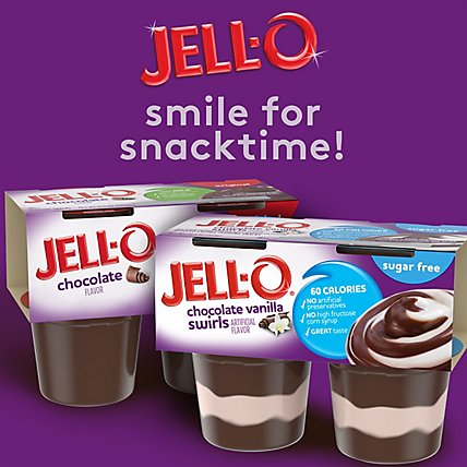 Jell-O Chocolate Vanilla Swirls Sugar Free Ready to Eat Pudding Cups Snack Cups - 4 Count - Image 9