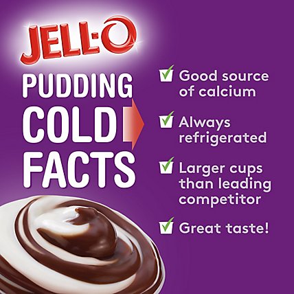 Jell-O Chocolate Vanilla Swirls Sugar Free Ready to Eat Pudding Cups Snack Cups - 4 Count - Image 2