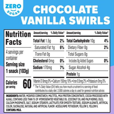 Jell-O Chocolate Vanilla Swirls Artificially Flavored Zero Sugar Ready-to-Eat Pudding Snack - 4 Count - Image 2