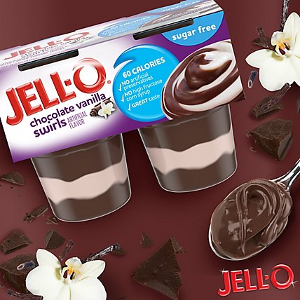Jell-O Chocolate Vanilla Swirls Sugar Free Ready to Eat Pudding Cups Snack Cups - 4 Count - Image 8