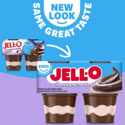 Jell-O Chocolate Vanilla Swirls Artificially Flavored Zero Sugar Ready-to-Eat Pudding Snack - 4 Count - Image 5