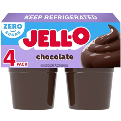 Jell-O Chocolate Zero Sugar Ready-to-Eat Pudding Snack - 4 Count