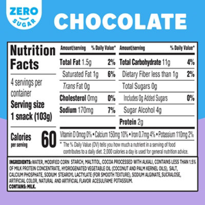 Jell-O Chocolate Zero Sugar Ready-to-Eat Pudding Snack - 4 Count - Image 2
