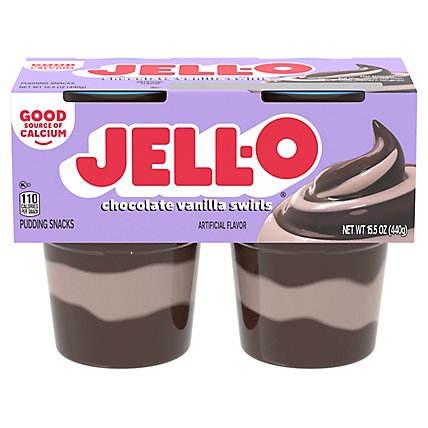 Jell-O Original Chocolate Vanilla Swirls Ready to Eat Pudding Cups Snack - 4 Count - Image 2