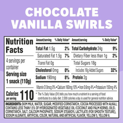 Jell-O Original Chocolate Vanilla Swirls Artificially Flavored Ready-to-Eat Pudding Snack - 4 Count - Image 2