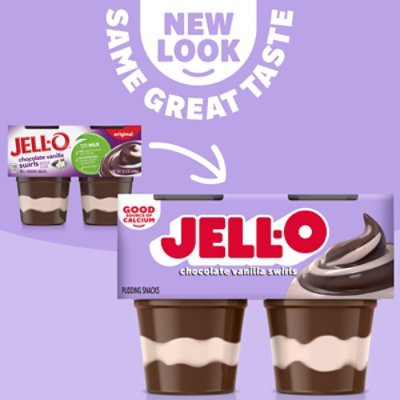 Jell-O Original Chocolate Vanilla Swirls Artificially Flavored Ready-to-Eat Pudding Snack - 4 Count - Image 5