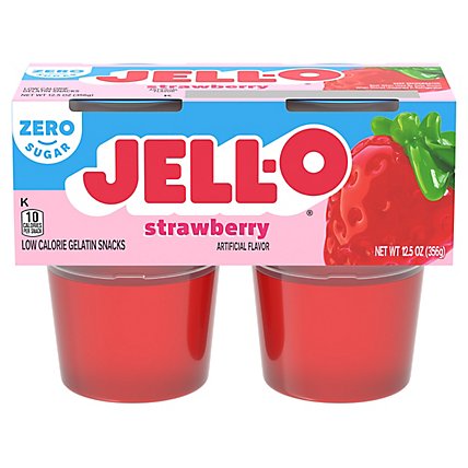 Jell-O Strawberry Sugar Free Ready to Eat Jello Cups Gelatin Snack Cups - 4 Count - Image 5