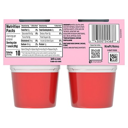 Jell-O Strawberry Sugar Free Ready to Eat Jello Cups Gelatin Snack Cups - 4 Count - Image 9