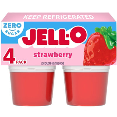 Jell-O Strawberry Artificially Flavored Zero Sugar Ready-to-Eat Gelatin Snack - 4 Count - Image 1