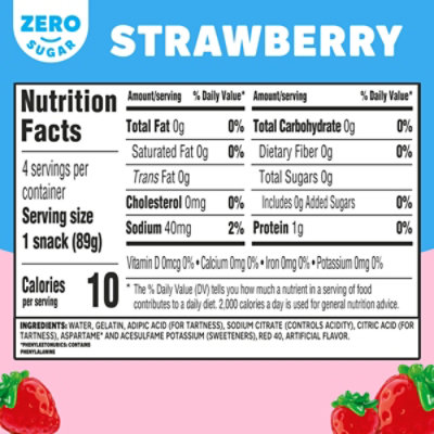 Jell-O Strawberry Sugar Free Ready to Eat Jello Cups Gelatin Snack Cups - 4 Count - Image 2