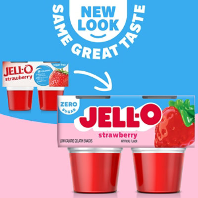 Jell-O Strawberry Sugar Free Ready to Eat Jello Cups Gelatin Snack Cups - 4 Count - Image 6