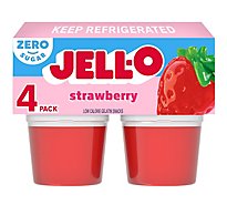 Jell-O Strawberry Sugar Free Ready to Eat Jello Cups Gelatin Snack Cups - 4 Count