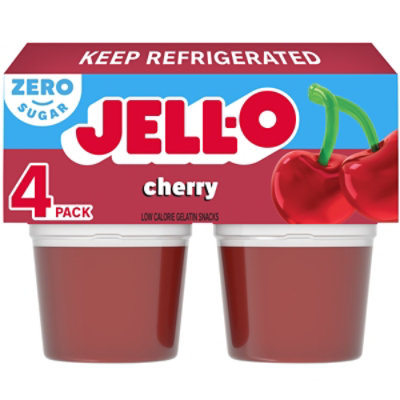 Jell-O Cherry Artificially Flavored Zero Sugar Ready-to-Eat Gelatin Snack - 4 Count - Image 1