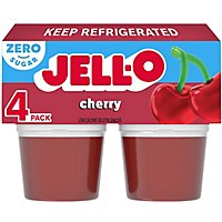 Jell-O Cherry Sugar Free Ready to Eat Jello Cups Gelatin Snack - 4 Count - Image 1