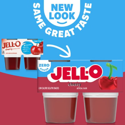 Jell-O Cherry Sugar Free Ready to Eat Jello Cups Gelatin Snack - 4 Count - Image 3