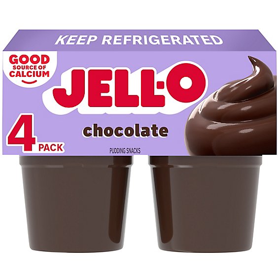 Jell-O Original Chocolate Ready to Eat Pudding Cups Snack Cups - 4 Count