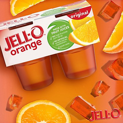 Jell-O Original Orange Ready to Eat Jello Cups Gelatin Snack Cups - 4 Count - Image 2