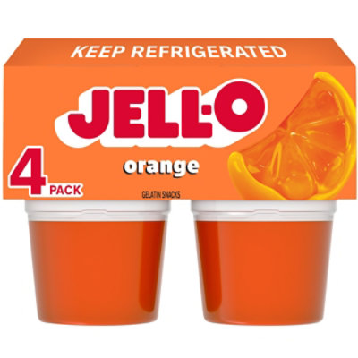 Jell-O Original Orange Ready to Eat Jello Cups Gelatin Snack Cups - 4 Count - Image 1