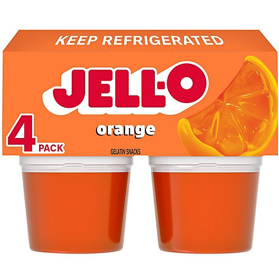 Jell-O Original Orange Ready to Eat Jello Cups Gelatin Snack Cups - 4 Count
