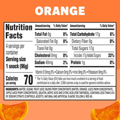 Jell-O Original Orange Artificially Flavored Ready-to-Eat Gelatin Snack - 4 Count - Image 2