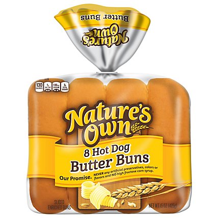 Natures Own Hot Dog Butter Buns Soft White Bread Hot Dog Buns 8 Count - 15 Oz - Image 3