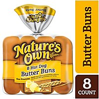 Natures Own Hot Dog Butter Buns Soft White Bread Hot Dog Buns 8 Count - 15 Oz - Image 2