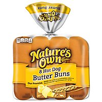 Natures Own Hot Dog Butter Buns Soft White Bread Hot Dog Buns 8 Count - 15 Oz - Image 1