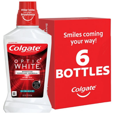 Colgate Optic White Whitening Rinse Multi-Care High Impact White Icy Fresh Mint - 16 Fl. Oz. - Image 1