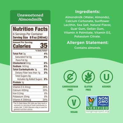 Califia Farms Unsweetened Almond Milk - 48 Fl. Oz. - Image 2