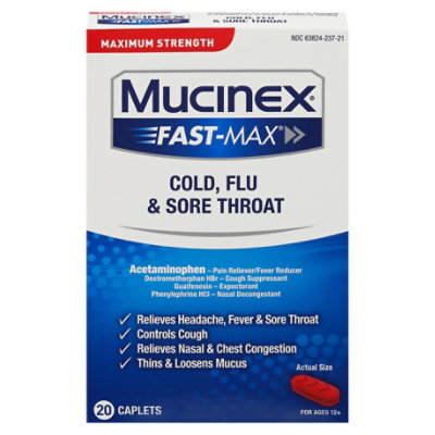 Mucinex Fast-Max Cold Flu and Sore Throat Medicine Multi Symptom Caplets - 20 Count - Image 3