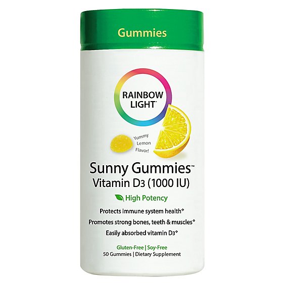 Rainbow Light Sunny Gummies Vitamin D3 1000 Iu - 50 Count