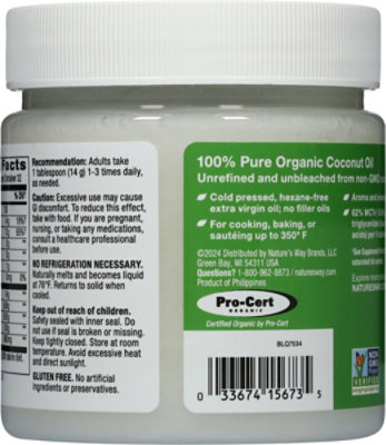 Natures Way Efagold Coconut Oil Dietary Supplement Organic - 16 Oz - Image 4