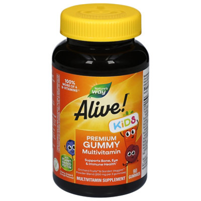 Natures Way Alive! Multi-Vitamin Gummies For Children Cherry Grape & Orange - 90 Count