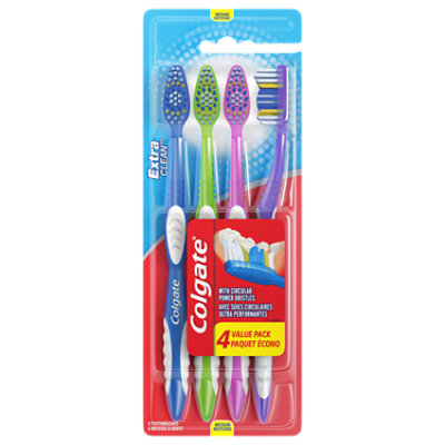 Colgate Extra Clean Full Head Manual Toothbrush Medium - 4 Count