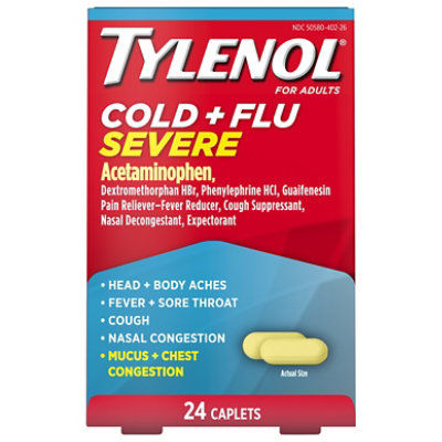 TYLENOL Pain Reliever/Fever Reducer Caplets Cold & Flu Severe For Adults - 24 Count - Image 4