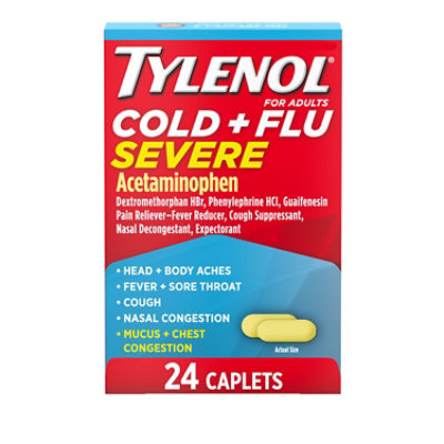 TYLENOL Pain Reliever/Fever Reducer Caplets Cold & Flu Severe For Adults - 24 Count - Image 1