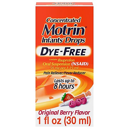 Motrin Infants Drops Concentrated Ibuprofen Suspension Original Berry Flavor Dye Free - 1 Fl. Oz. - Image 3