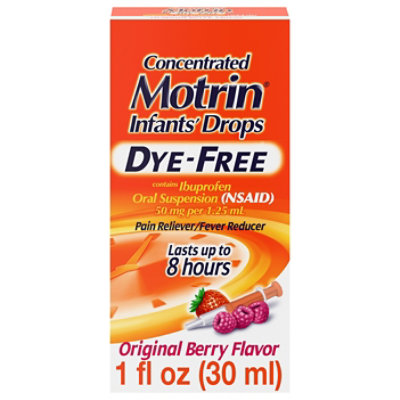 Motrin Infants Drops Concentrated Ibuprofen Suspension Original Berry Flavor Dye Free - 1 Fl. Oz. - Image 3