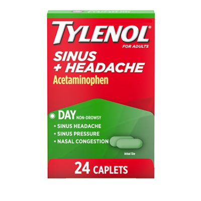 TYLENOL Pain Reliever/Fever Reducer Caplets Sinus Congestion & Pain For Adults Daytime - 24 Count